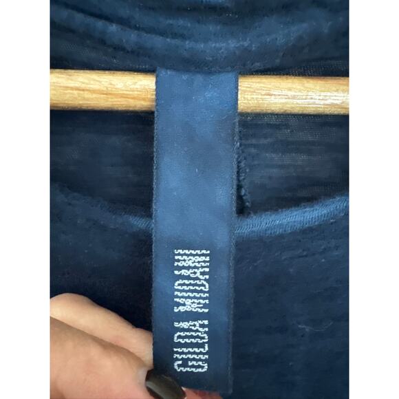 Gilda Midani Brush Stroke Asymmetrical Navy Cotton T-Shirt - Small - Picture 2 of 7